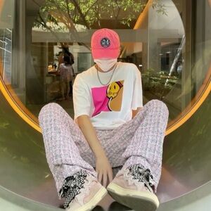 Drew House Men’s Pants Boucle Tweed Relaxed Pink Gray 32 Gorpcore Streetwear